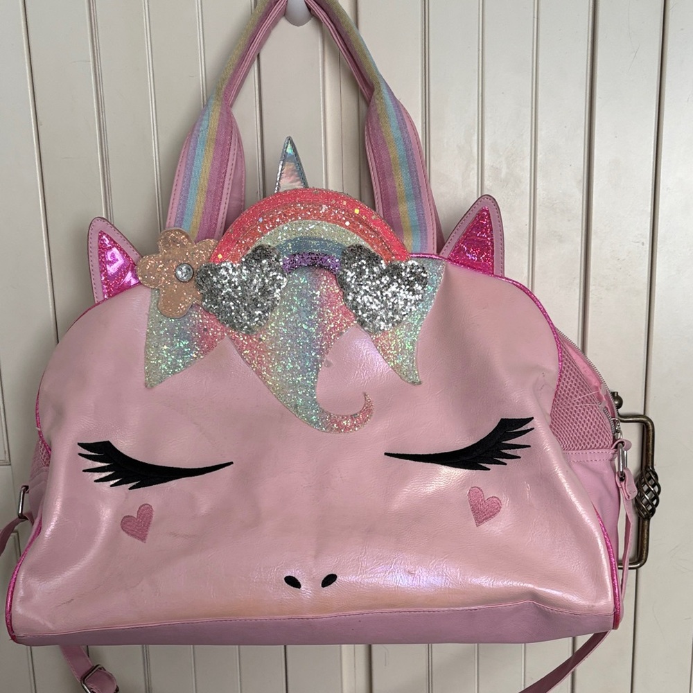 Pink Unicorn Glitter Overnight Bag